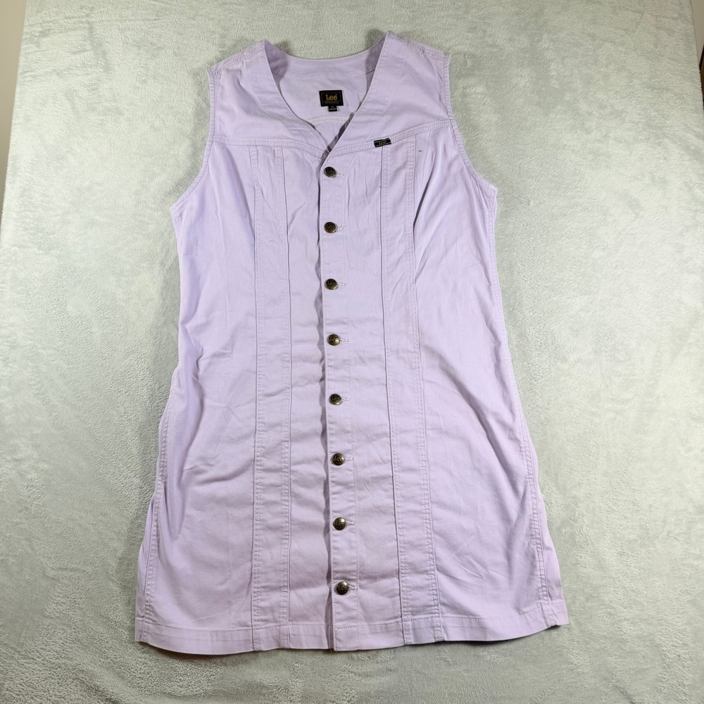 Lee Womens Lavender Purple Sleeveless Button Front Denim Dress Size XL NWOT